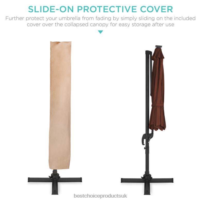 Outdoor Living | Best Choice Products360-Degree LED Cantilever Offset Patio Umbrella w/ Tilt N62R870 Brown