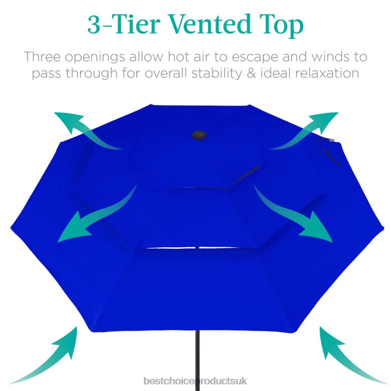 Outdoor Living | Best Choice Products3-Tier Solar Patio Umbrella w/ LED Lights, Tilt Adjustment, Crank N62R1475 Resort Blue