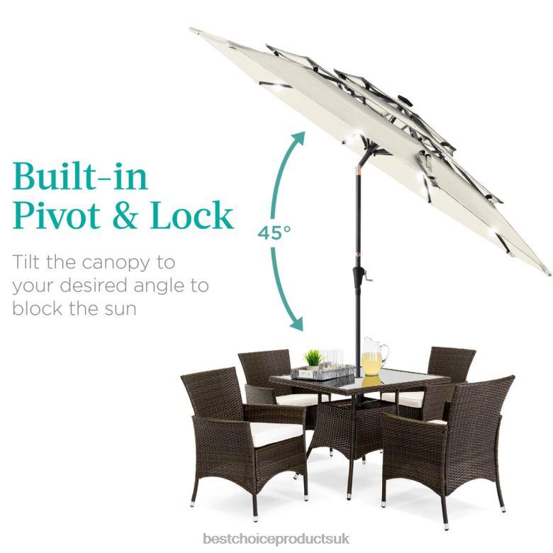 Outdoor Living | Best Choice Products3-Tier Solar Patio Umbrella w/ LED Lights, Tilt Adjustment, Crank N62R1479 Ivory