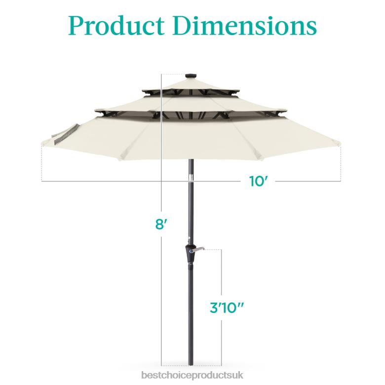 Outdoor Living | Best Choice Products3-Tier Solar Patio Umbrella w/ LED Lights, Tilt Adjustment, Crank N62R1479 Ivory