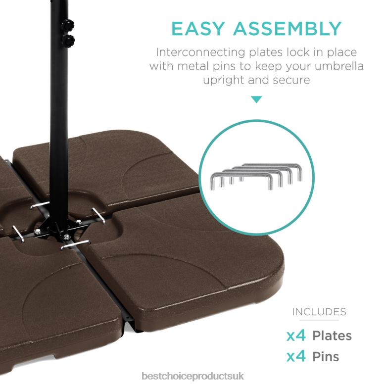 Outdoor Living | Best Choice Products4-Piece Cantilever Offset Patio Umbrella Stand Square Base Plate Set N62R1389 Brown