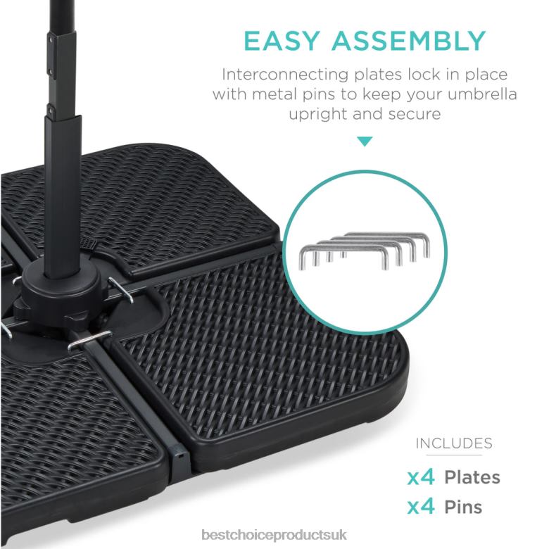 Outdoor Living | Best Choice Products4-Piece Cantilever Offset Patio Umbrella Stand Square Base Plate Set N62R915 Black Faux Wicker