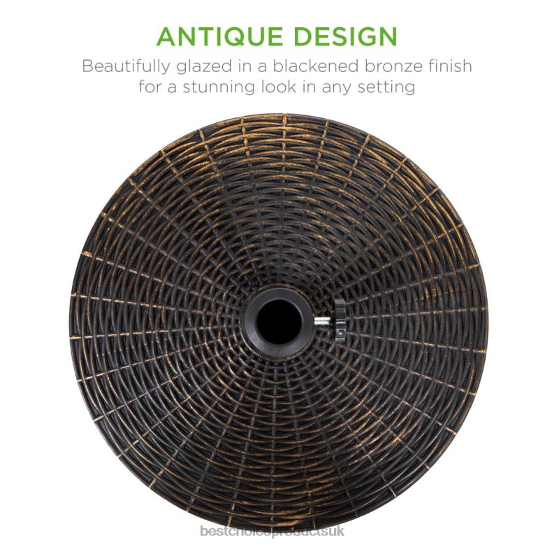 Outdoor Living | Best Choice Products55lb Round Wicker Style Patio Umbrella Stand w/ Blackened Bronze Finish N62R1416 Black