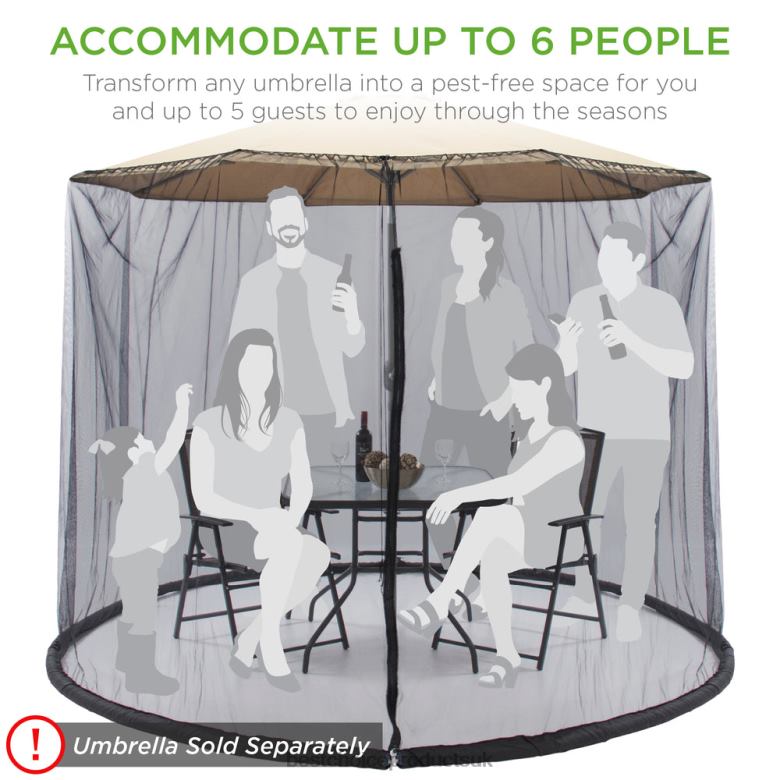 Outdoor Living | Best Choice ProductsAdjustable Bug Net Accessory for Patio Umbrella w/ Zippered Door N62R427 Black
