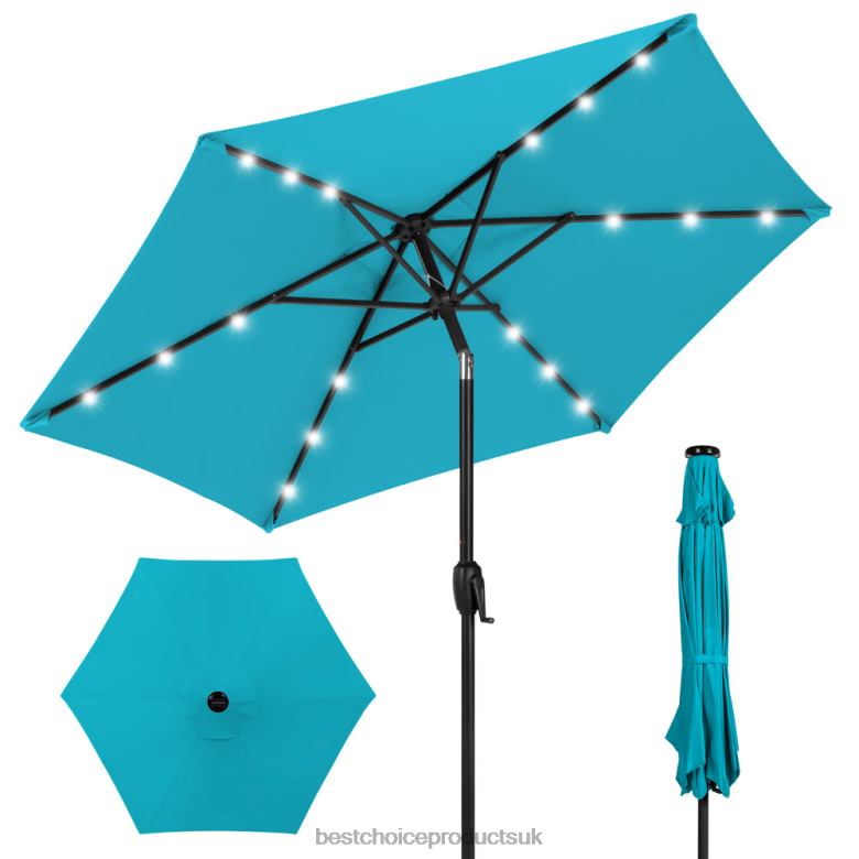 Outdoor Living | Best Choice ProductsOutdoor Solar Patio Umbrella w/ Push Button Tilt, Crank Lift N62R858 Sky Blue