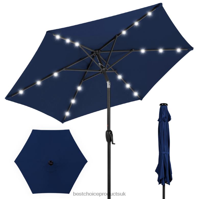 Outdoor Living | Best Choice ProductsOutdoor Solar Patio Umbrella w/ Push Button Tilt, Crank Lift N62R859 Navy Blue