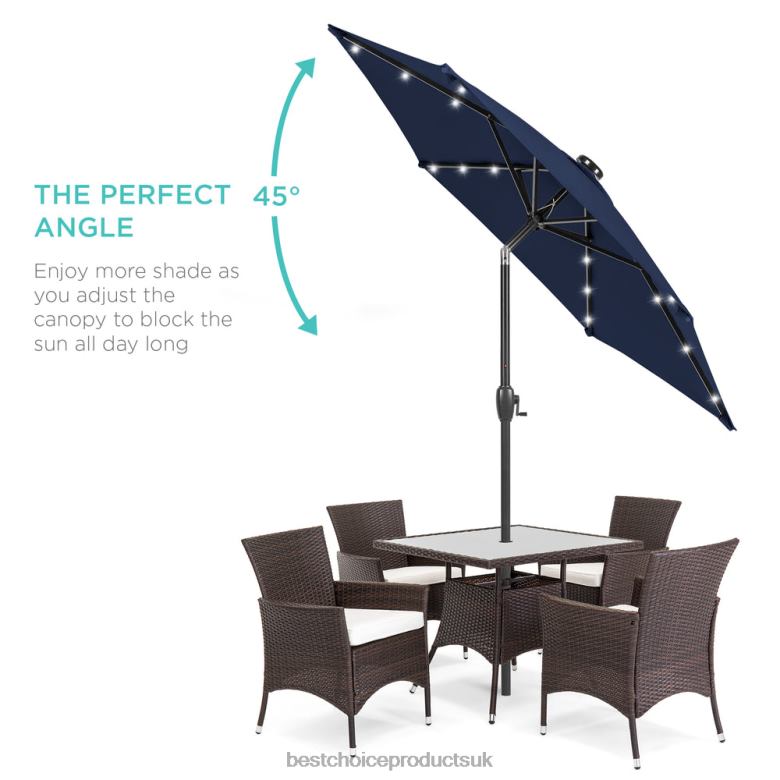 Outdoor Living | Best Choice ProductsOutdoor Solar Patio Umbrella w/ Push Button Tilt, Crank Lift N62R859 Navy Blue