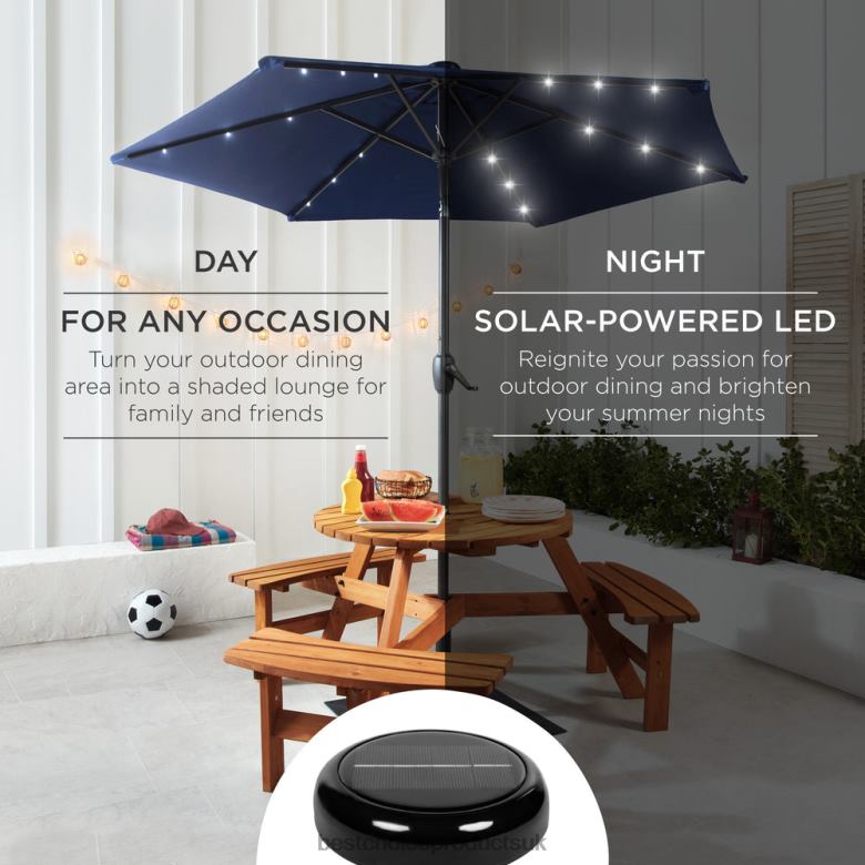 Outdoor Living | Best Choice ProductsOutdoor Solar Patio Umbrella w/ Push Button Tilt, Crank Lift N62R859 Navy Blue