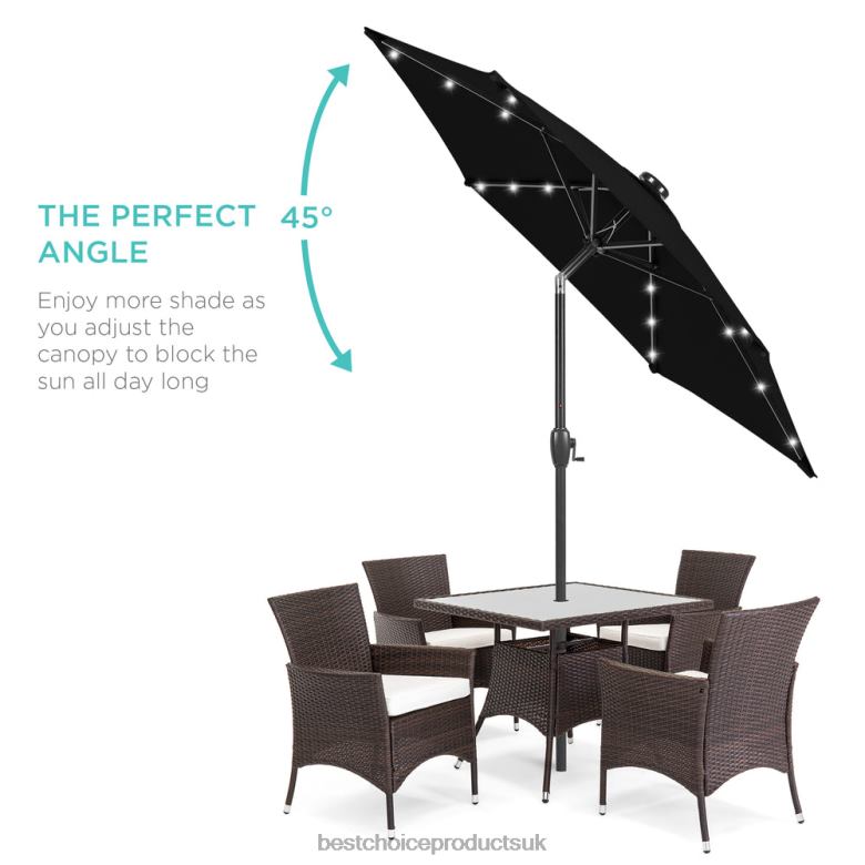 Outdoor Living | Best Choice ProductsOutdoor Solar Patio Umbrella w/ Push Button Tilt, Crank Lift N62R861 Black