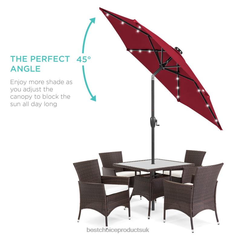 Outdoor Living | Best Choice ProductsOutdoor Solar Patio Umbrella w/ Push Button Tilt, Crank Lift N62R862 Burgundy