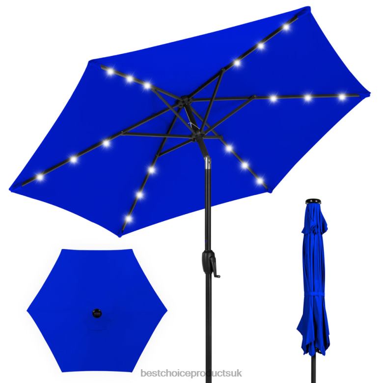 Outdoor Living | Best Choice ProductsOutdoor Solar Patio Umbrella w/ Push Button Tilt, Crank Lift N62R867 Resort Blue