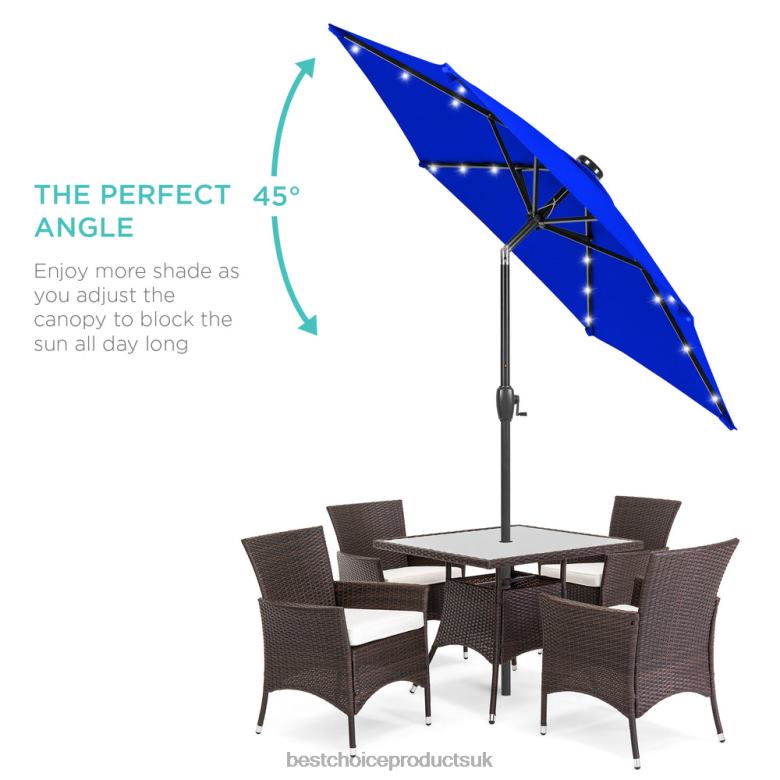 Outdoor Living | Best Choice ProductsOutdoor Solar Patio Umbrella w/ Push Button Tilt, Crank Lift N62R867 Resort Blue