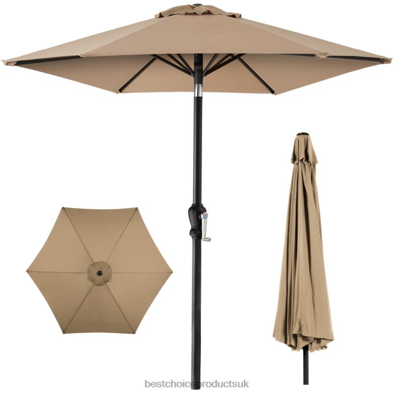 Outdoor Living | Best Choice ProductsOutdoor Steel Market Patio Umbrella Decoration w/ Tilt, Crank Lift N62R1366 Tan