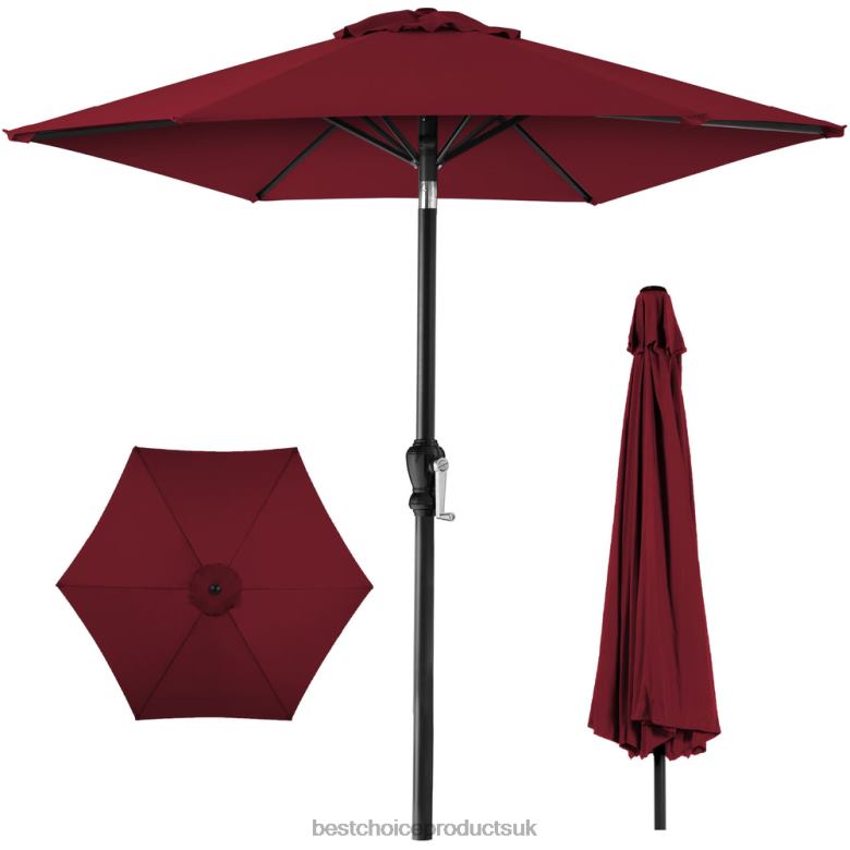 Outdoor Living | Best Choice ProductsOutdoor Steel Market Patio Umbrella Decoration w/ Tilt, Crank Lift N62R1367 Burgundy