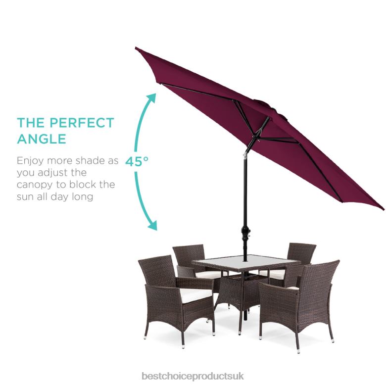 Outdoor Living | Best Choice ProductsOutdoor Steel Market Patio Umbrella Decoration w/ Tilt, Crank Lift N62R1367 Burgundy