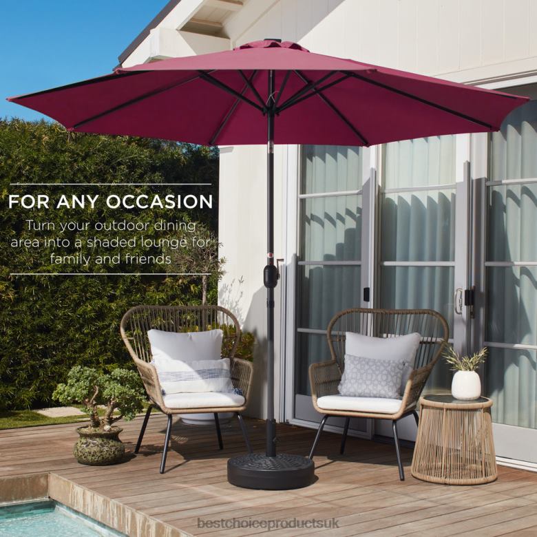 Outdoor Living | Best Choice ProductsOutdoor Steel Market Patio Umbrella Decoration w/ Tilt, Crank Lift N62R1367 Burgundy