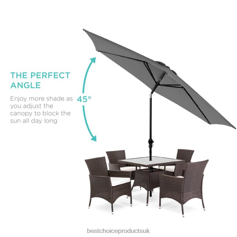 Outdoor Living | Best Choice ProductsOutdoor Steel Market Patio Umbrella Decoration w/ Tilt, Crank Lift N62R1368 Gray