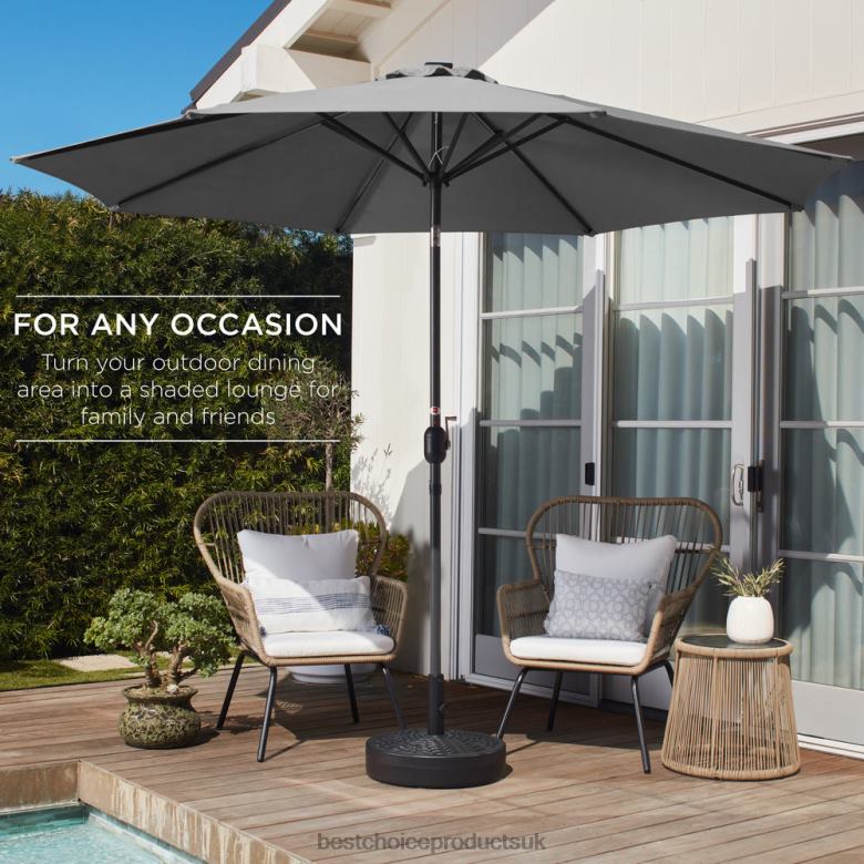 Outdoor Living | Best Choice ProductsOutdoor Steel Market Patio Umbrella Decoration w/ Tilt, Crank Lift N62R1368 Gray