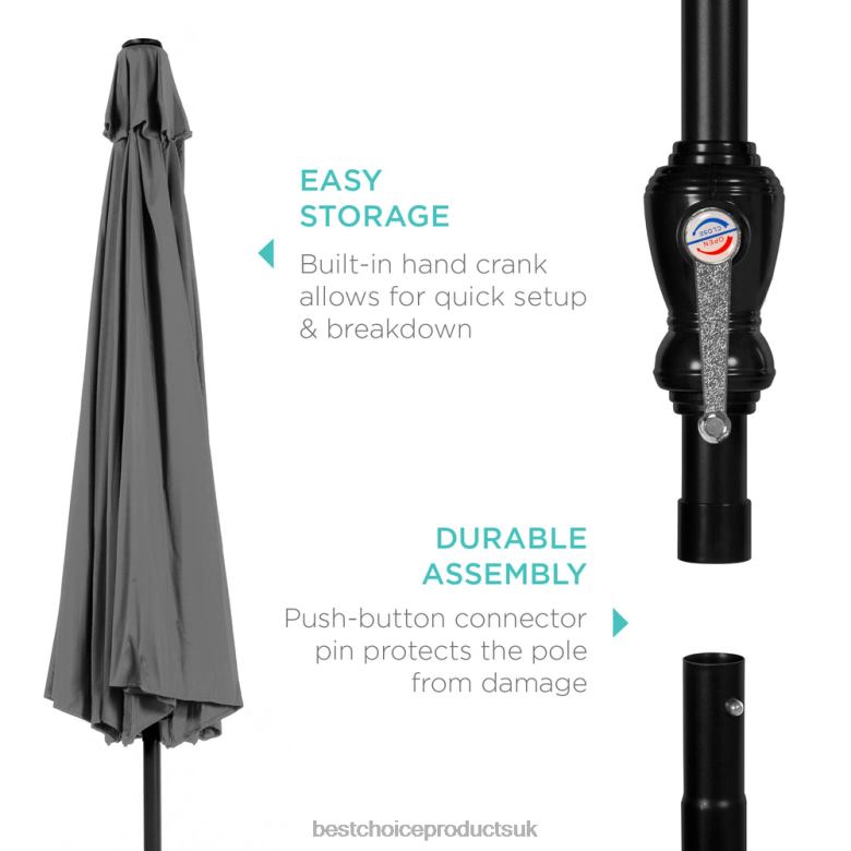 Outdoor Living | Best Choice ProductsOutdoor Steel Market Patio Umbrella Decoration w/ Tilt, Crank Lift N62R1368 Gray