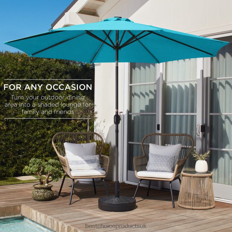 Outdoor Living | Best Choice ProductsOutdoor Steel Market Patio Umbrella Decoration w/ Tilt, Crank Lift N62R1369 Sky Blue