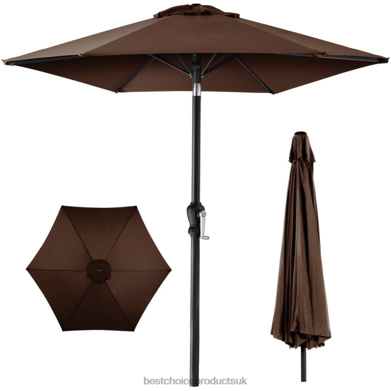 Outdoor Living | Best Choice ProductsOutdoor Steel Market Patio Umbrella Decoration w/ Tilt, Crank Lift N62R1370 Brown