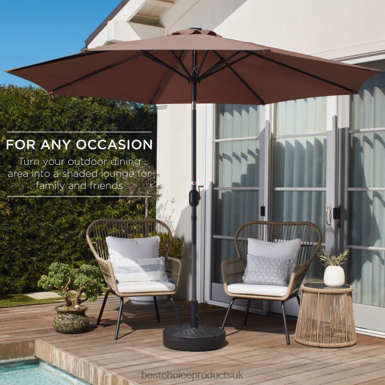 Outdoor Living | Best Choice ProductsOutdoor Steel Market Patio Umbrella Decoration w/ Tilt, Crank Lift N62R1370 Brown