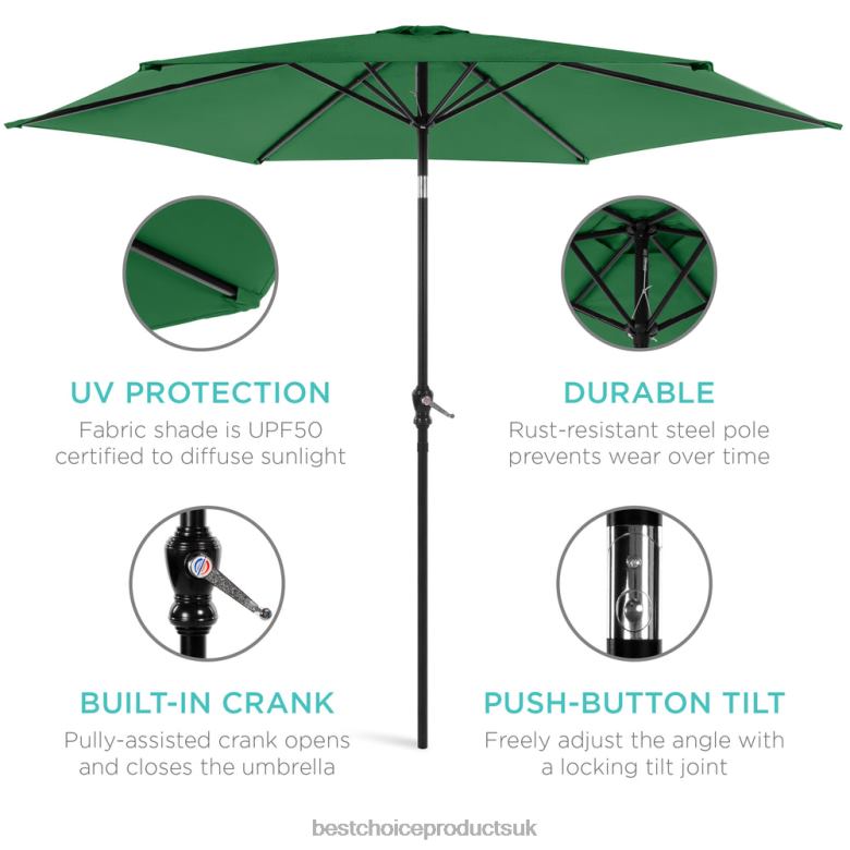 Outdoor Living | Best Choice ProductsOutdoor Steel Market Patio Umbrella Decoration w/ Tilt, Crank Lift N62R1371 Green
