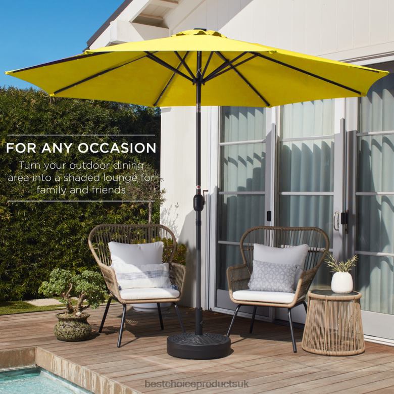 Outdoor Living | Best Choice ProductsOutdoor Steel Market Patio Umbrella Decoration w/ Tilt, Crank Lift N62R1372 Yellow