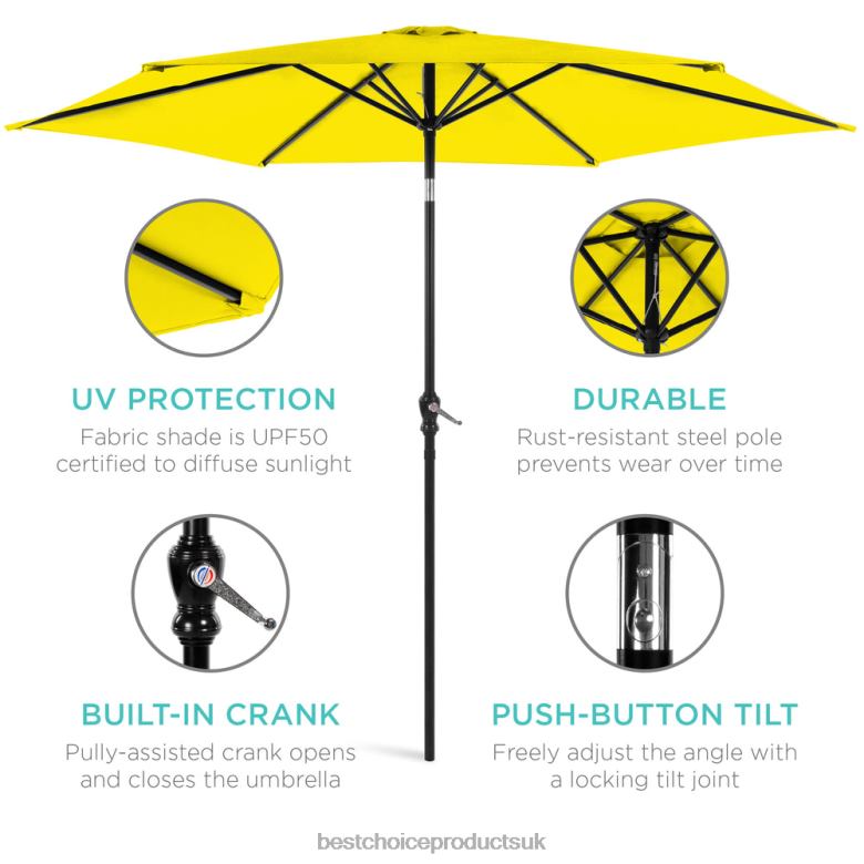 Outdoor Living | Best Choice ProductsOutdoor Steel Market Patio Umbrella Decoration w/ Tilt, Crank Lift N62R1372 Yellow