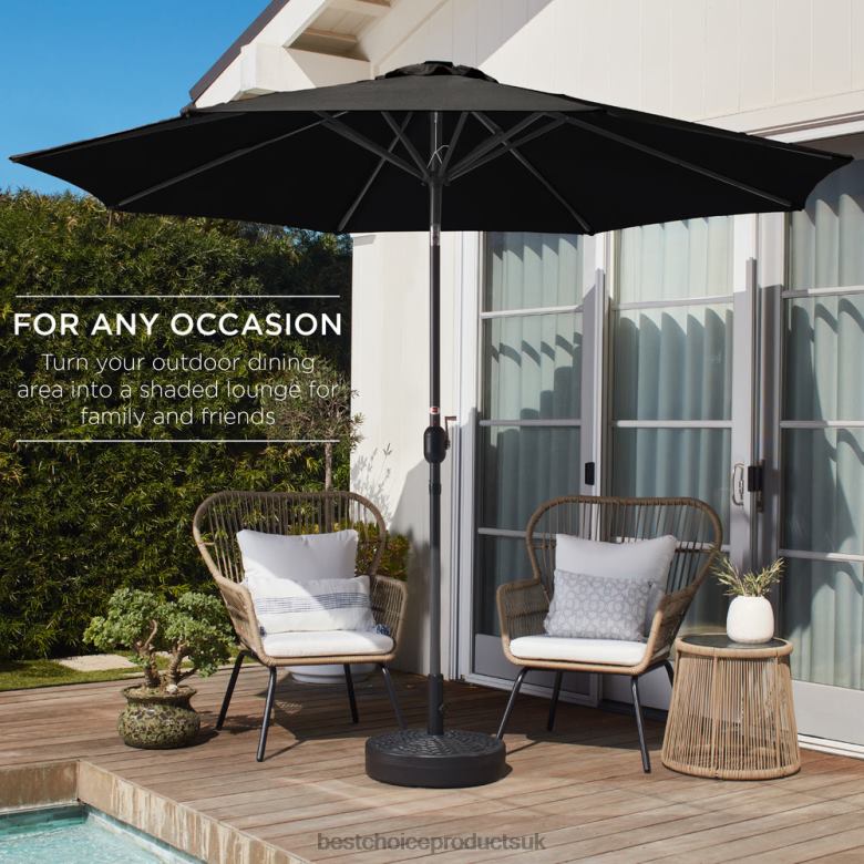 Outdoor Living | Best Choice ProductsOutdoor Steel Market Patio Umbrella Decoration w/ Tilt, Crank Lift N62R1375 Black