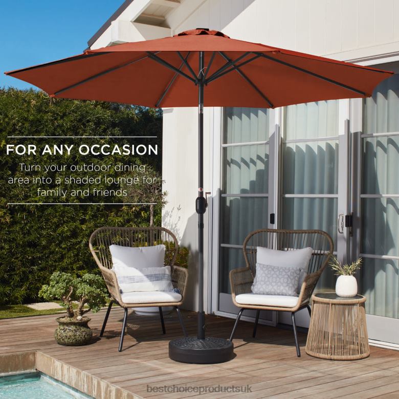 Outdoor Living | Best Choice ProductsOutdoor Steel Market Patio Umbrella Decoration w/ Tilt, Crank Lift N62R1376 Rust
