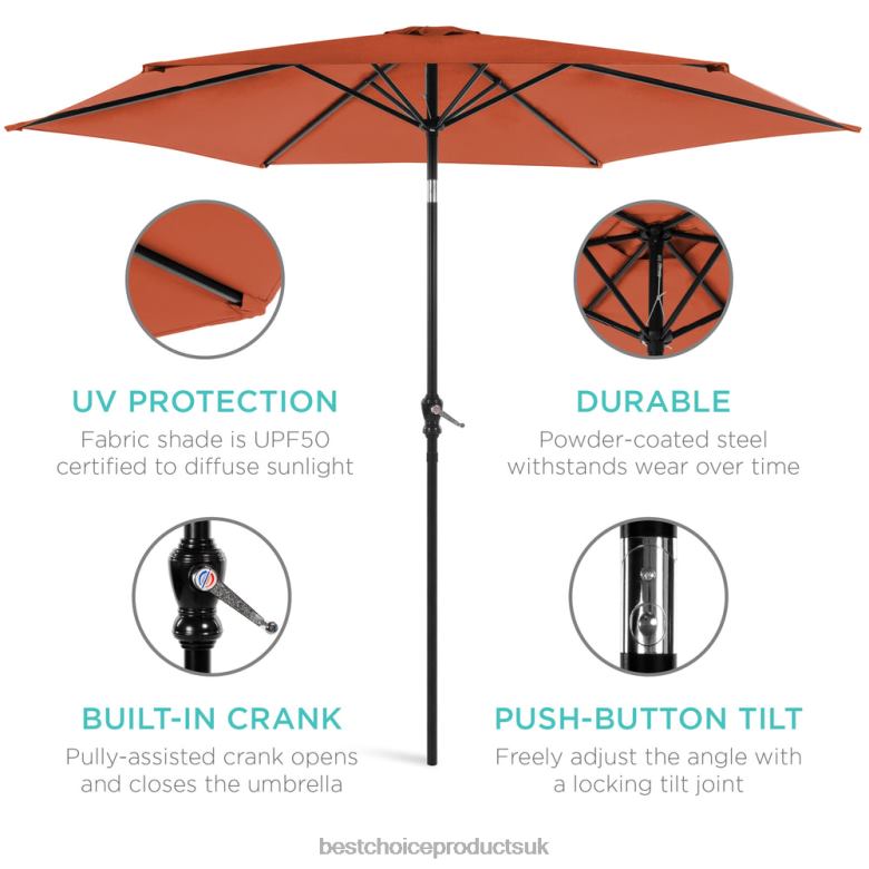 Outdoor Living | Best Choice ProductsOutdoor Steel Market Patio Umbrella Decoration w/ Tilt, Crank Lift N62R1376 Rust