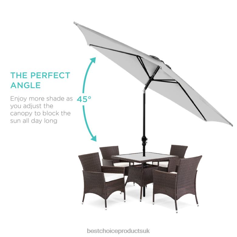 Outdoor Living | Best Choice ProductsOutdoor Steel Market Patio Umbrella Decoration w/ Tilt, Crank Lift N62R1378 Fog Gray