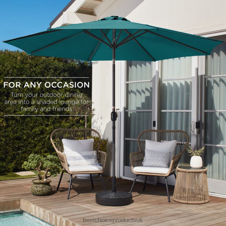 Outdoor Living | Best Choice ProductsOutdoor Steel Market Patio Umbrella Decoration w/ Tilt, Crank Lift N62R1379 Cerulean