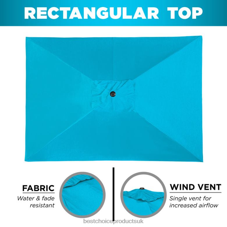 Outdoor Living | Best Choice ProductsRectangular Patio Umbrella w/ Easy Crank, UV-Resistant Fabric N62R1422 Light Blue