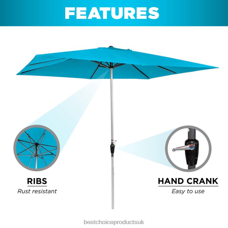 Outdoor Living | Best Choice ProductsRectangular Patio Umbrella w/ Easy Crank, UV-Resistant Fabric N62R1422 Light Blue