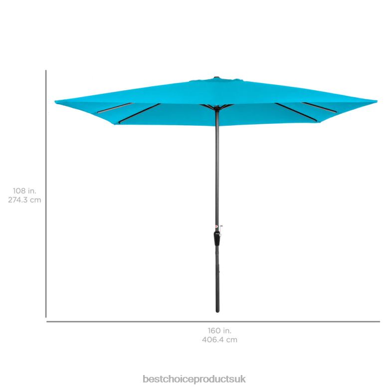 Outdoor Living | Best Choice ProductsRectangular Patio Umbrella w/ Easy Crank, UV-Resistant Fabric N62R1422 Light Blue