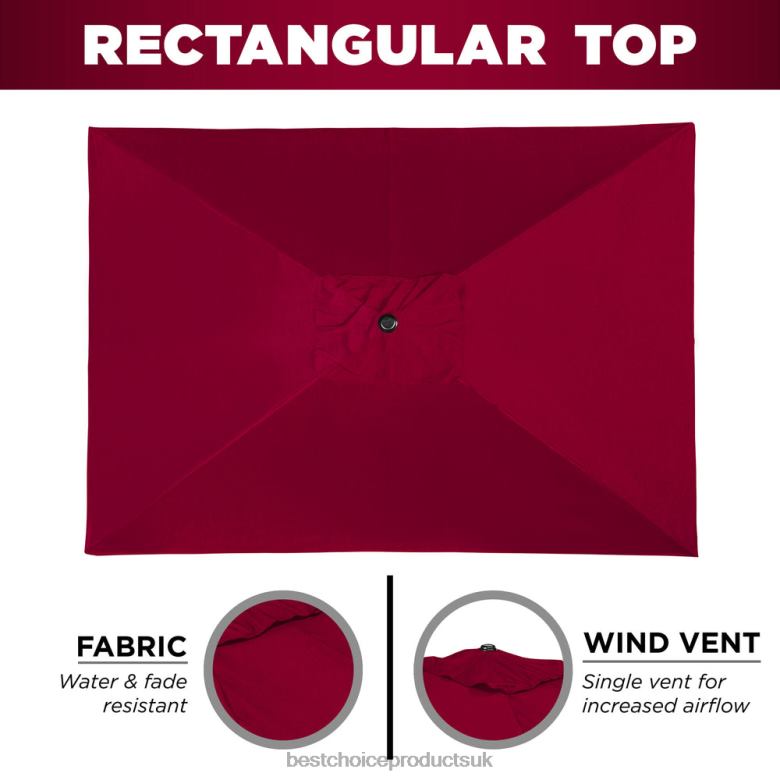 Outdoor Living | Best Choice ProductsRectangular Patio Umbrella w/ Easy Crank, UV-Resistant Fabric N62R1423 Burgundy