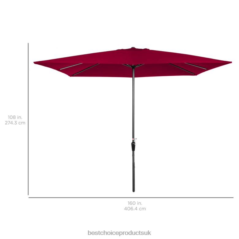 Outdoor Living | Best Choice ProductsRectangular Patio Umbrella w/ Easy Crank, UV-Resistant Fabric N62R1423 Burgundy