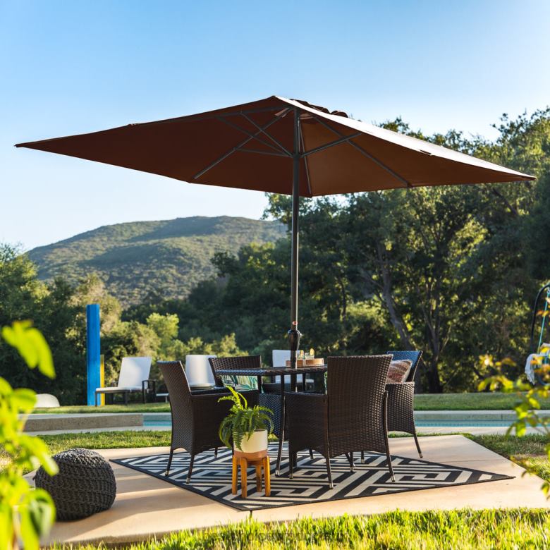 Outdoor Living | Best Choice ProductsRectangular Patio Umbrella w/ Easy Crank, UV-Resistant Fabric N62R1424 Brown