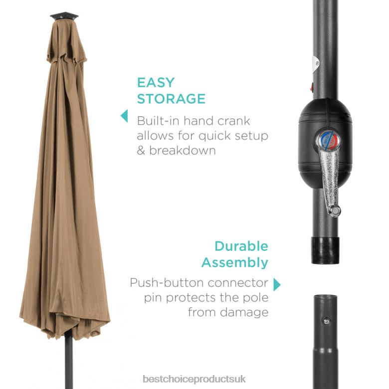 Outdoor Living | Best Choice ProductsSolar LED Lighted Patio Umbrella w/ Tilt Adjustment, UV-Resistance N62R1334 Tan