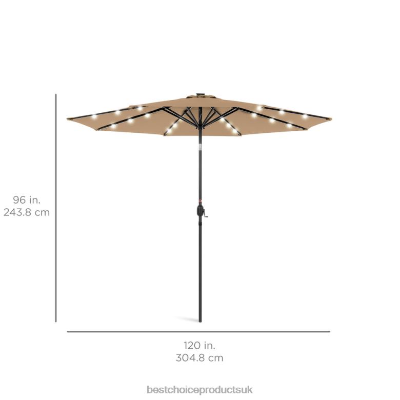 Outdoor Living | Best Choice ProductsSolar LED Lighted Patio Umbrella w/ Tilt Adjustment, UV-Resistance N62R1334 Tan