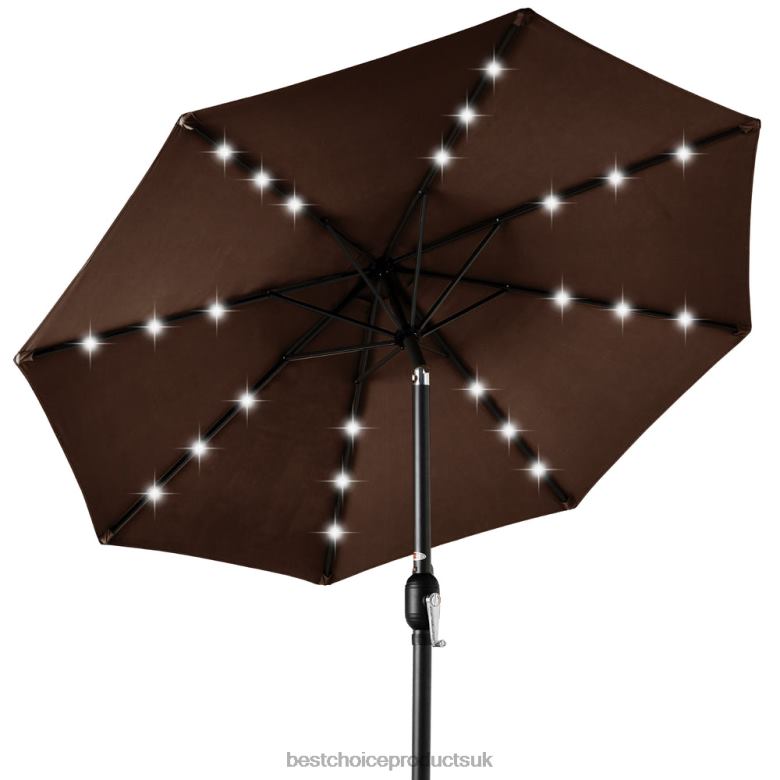 Outdoor Living | Best Choice ProductsSolar LED Lighted Patio Umbrella w/ Tilt Adjustment, UV-Resistance N62R1335 Brown