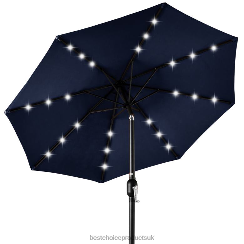 Outdoor Living | Best Choice ProductsSolar LED Lighted Patio Umbrella w/ Tilt Adjustment, UV-Resistance N62R1336 Navy Blue