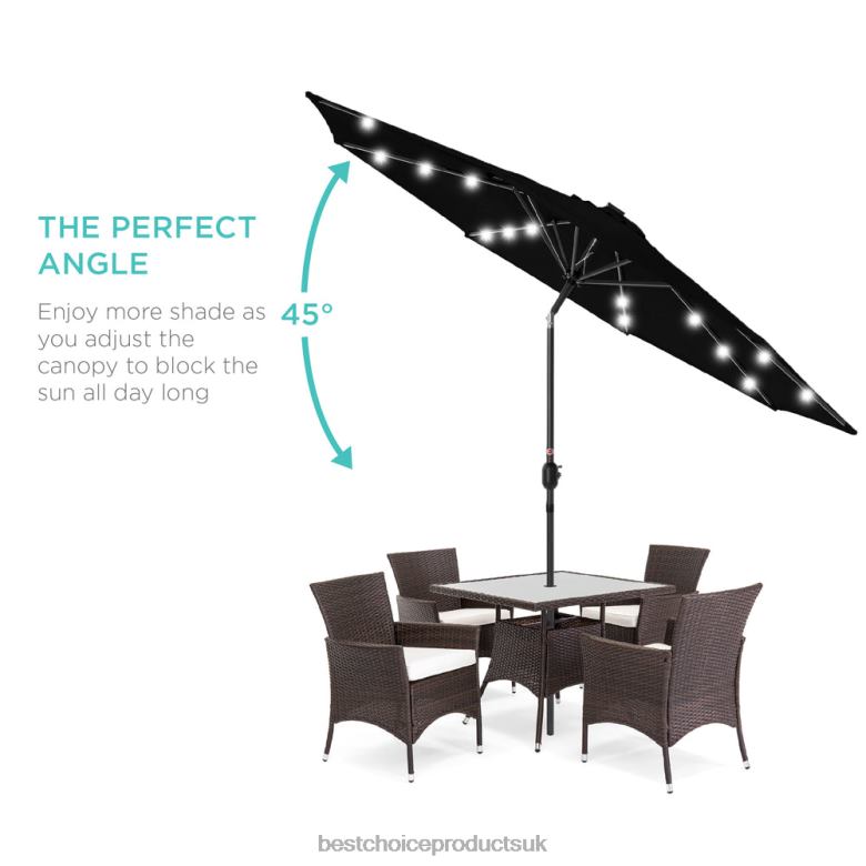 Outdoor Living | Best Choice ProductsSolar LED Lighted Patio Umbrella w/ Tilt Adjustment, UV-Resistance N62R1339 Black