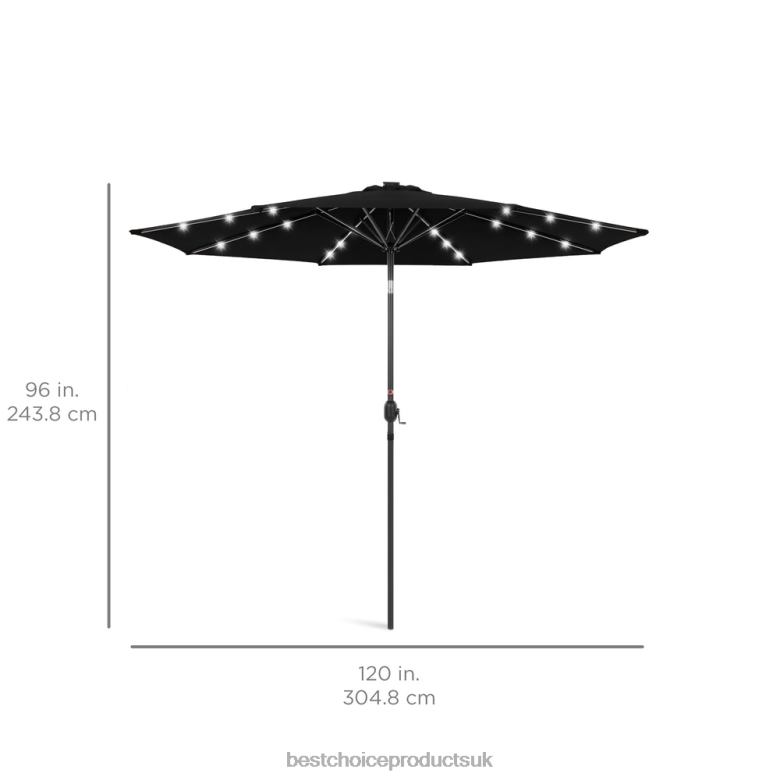 Outdoor Living | Best Choice ProductsSolar LED Lighted Patio Umbrella w/ Tilt Adjustment, UV-Resistance N62R1339 Black