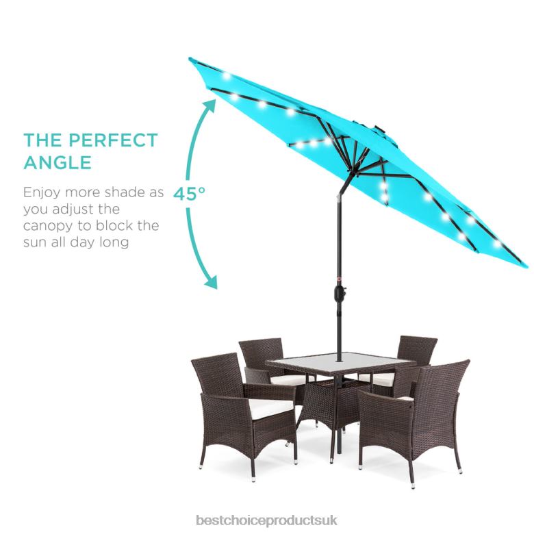 Outdoor Living | Best Choice ProductsSolar LED Lighted Patio Umbrella w/ Tilt Adjustment, UV-Resistance N62R1340 Sky Blue