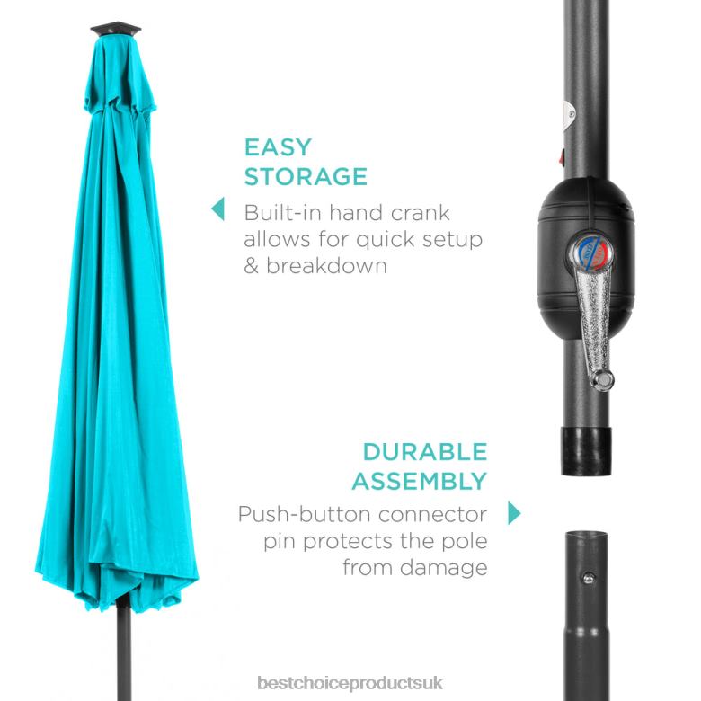 Outdoor Living | Best Choice ProductsSolar LED Lighted Patio Umbrella w/ Tilt Adjustment, UV-Resistance N62R1340 Sky Blue