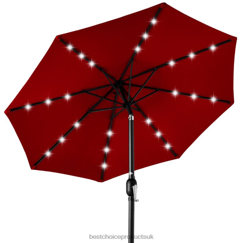 Outdoor Living | Best Choice ProductsSolar LED Lighted Patio Umbrella w/ Tilt Adjustment, UV-Resistance N62R1341 Red
