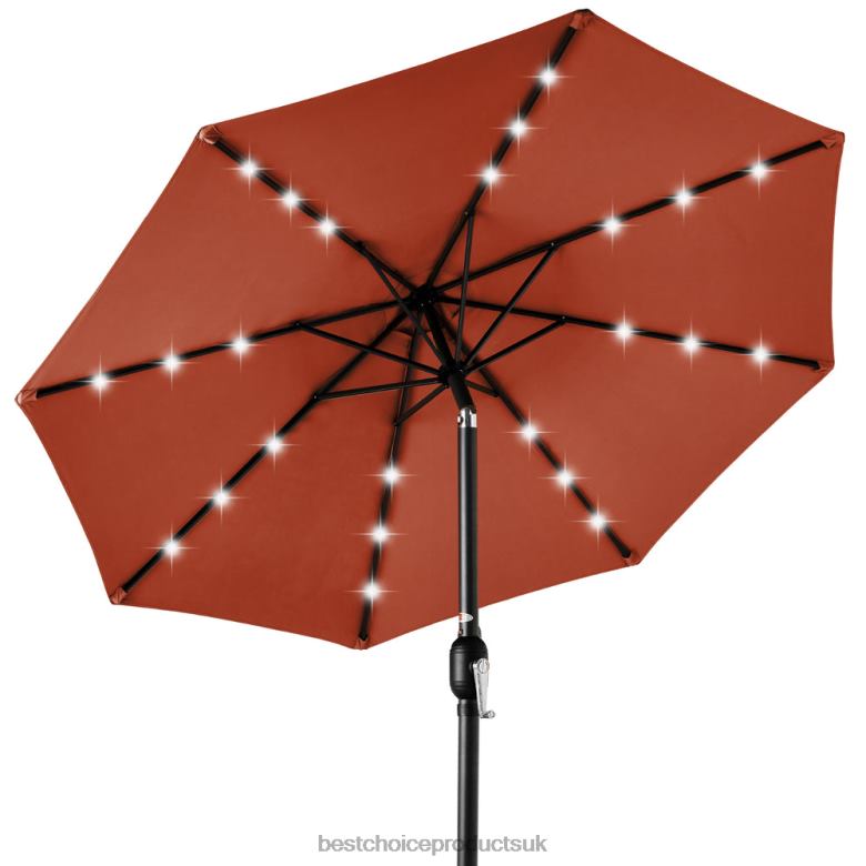 Outdoor Living | Best Choice ProductsSolar LED Lighted Patio Umbrella w/ Tilt Adjustment, UV-Resistance N62R1342 Rust